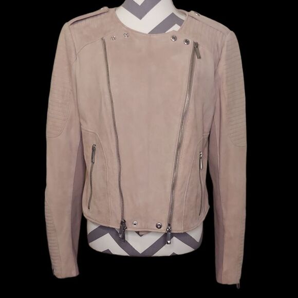 BCBG MAXAZRIA 'Joss' Blush Leather Jacket - Picture 2 of 14